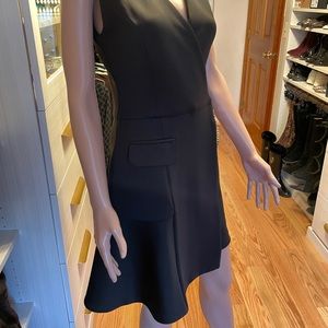 Black midi dress with gold chains